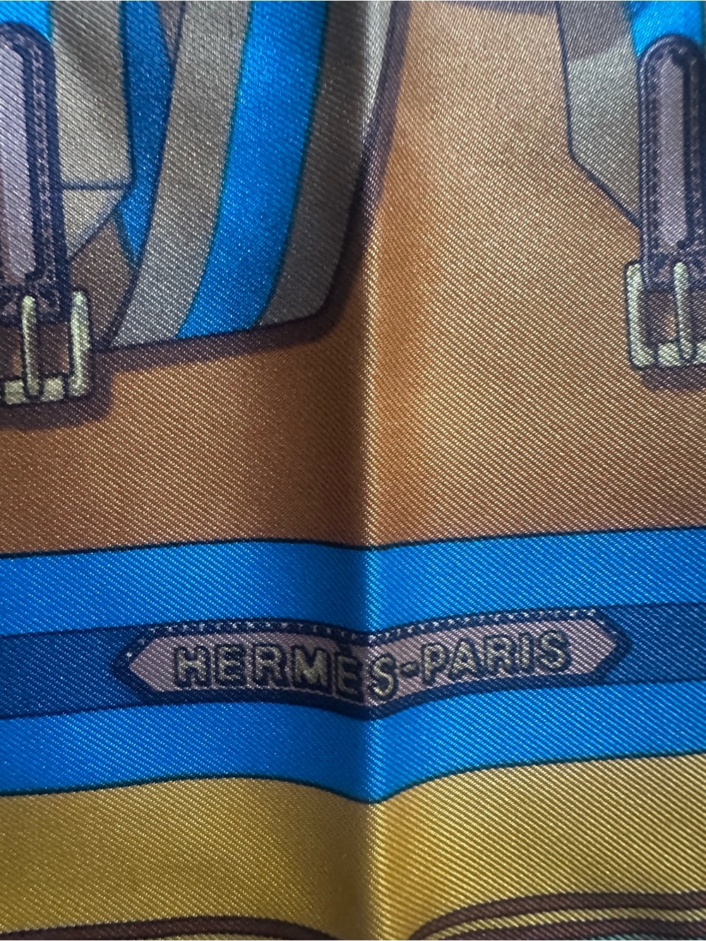 Hermes Multicolor Silk Scarf with Gold and Brown Tones - Picture 3 of 6